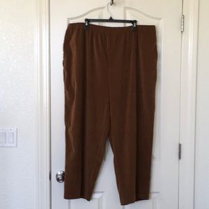 Susan Graver Woman’s 3X Brown Pants Elastic Waist 2 Slash Pockets
